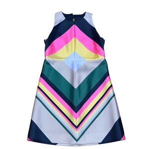 J. Crew Multicolor Chevron Midi Dress